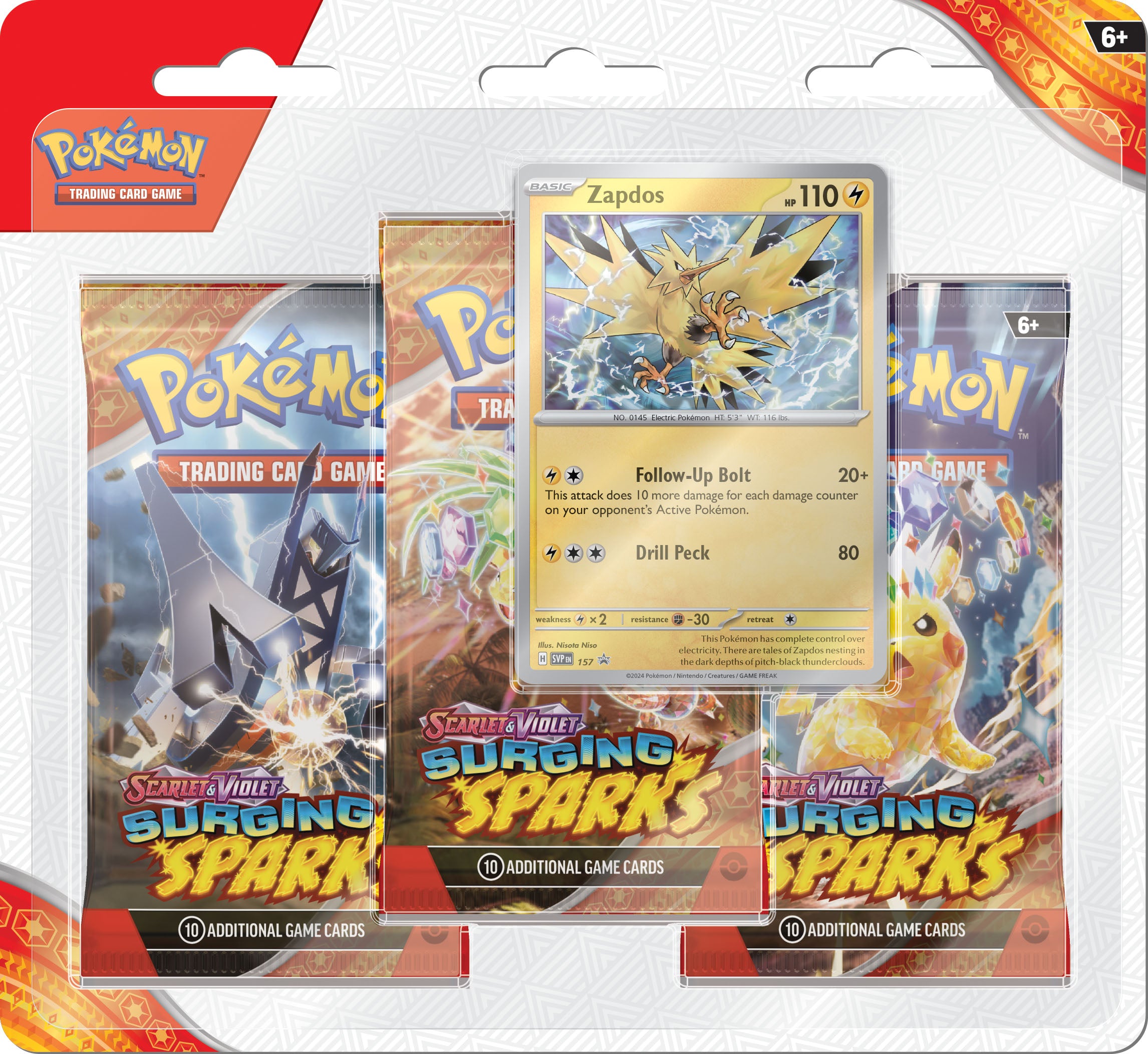Pokémon TCG: Scarlet & Violet: Surging Sparks 3-Pack Blister Pack