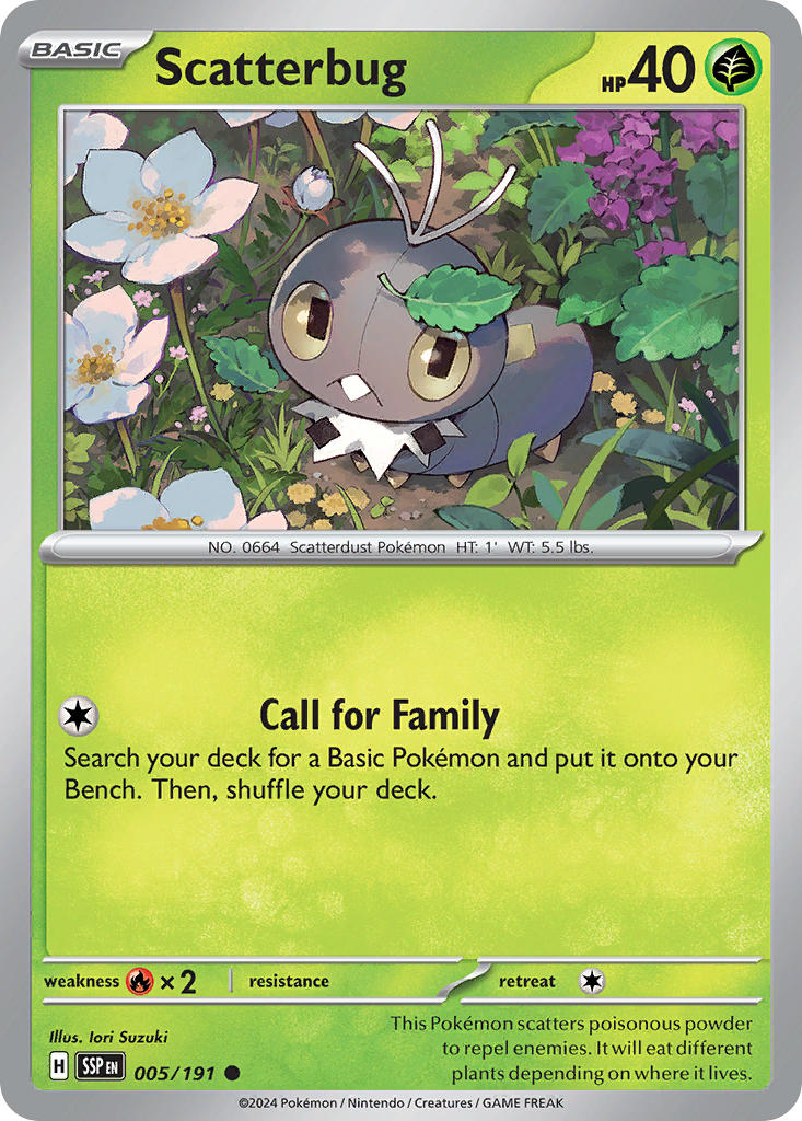 Scatterbug⁣ - Surging Sparks⁣ (Common)⁣ [005] English / Near Mint / Reverse-Holo Normal