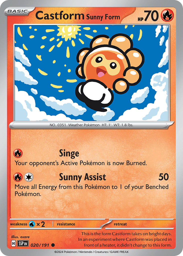 Castform Sunny Form⁣ - Surging Sparks⁣ (Common)⁣ [020] English / Near Mint / Normal