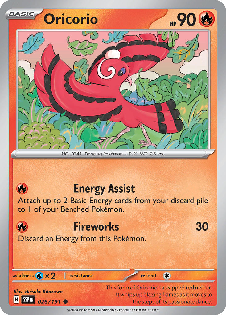 Oricorio⁣ - Surging Sparks⁣ (Common)⁣ [026] English / Near Mint / Reverse-Holo Normal