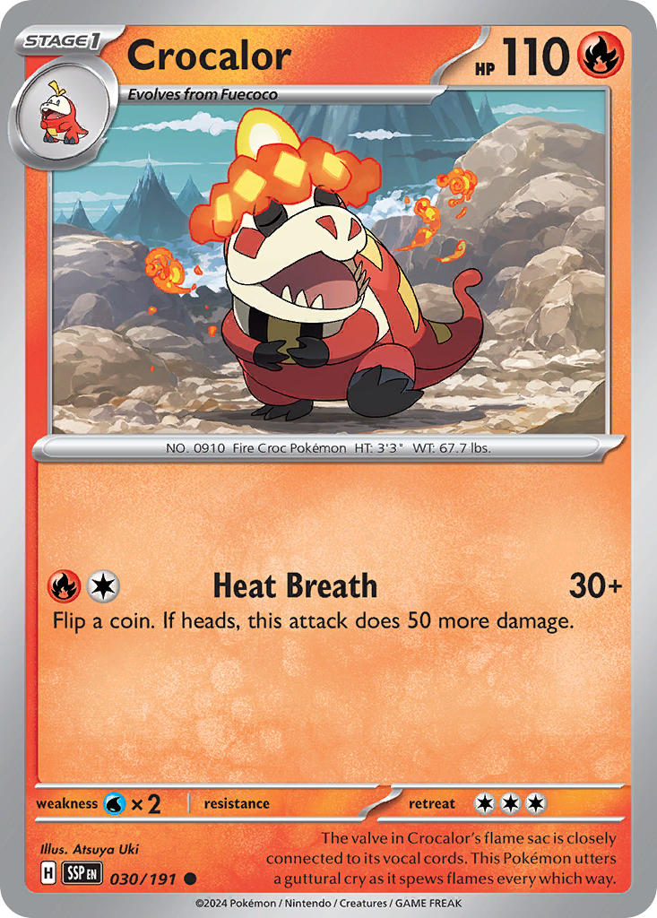 Crocalor⁣ - Surging Sparks⁣ (Common)⁣ [030] English / Near Mint / Reverse-Holo Normal