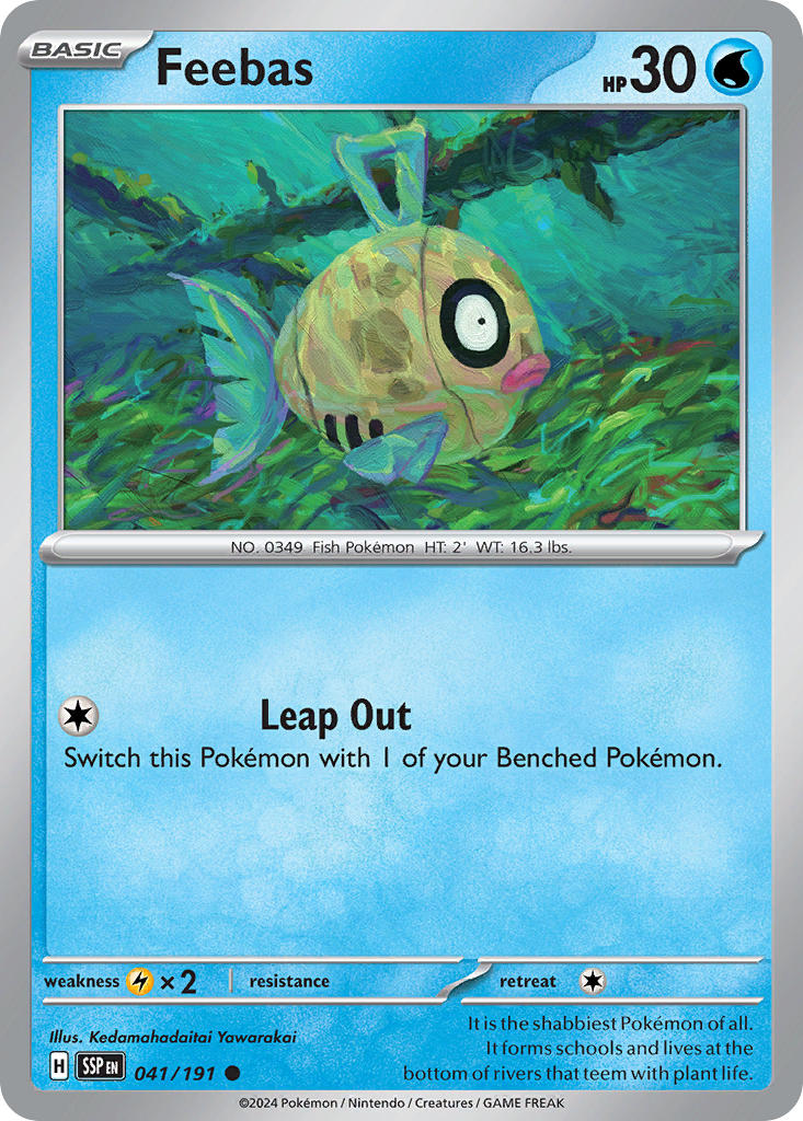 Feebas⁣ - Surging Sparks⁣ (Common)⁣ [041] English / Near Mint / Reverse-Holo Normal