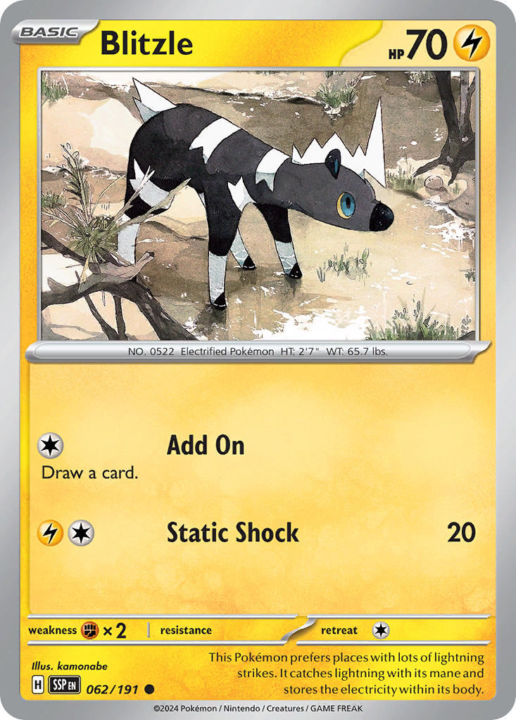 Blitzle⁣ - Surging Sparks⁣ (Common)⁣ [062] English / Near Mint / Normal