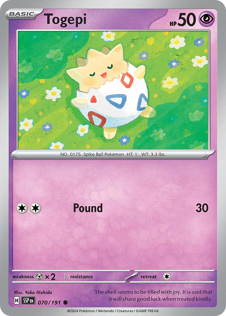Togepi⁣ - Surging Sparks⁣ (Common)⁣ [070] English / Near Mint / Reverse-Holo Normal