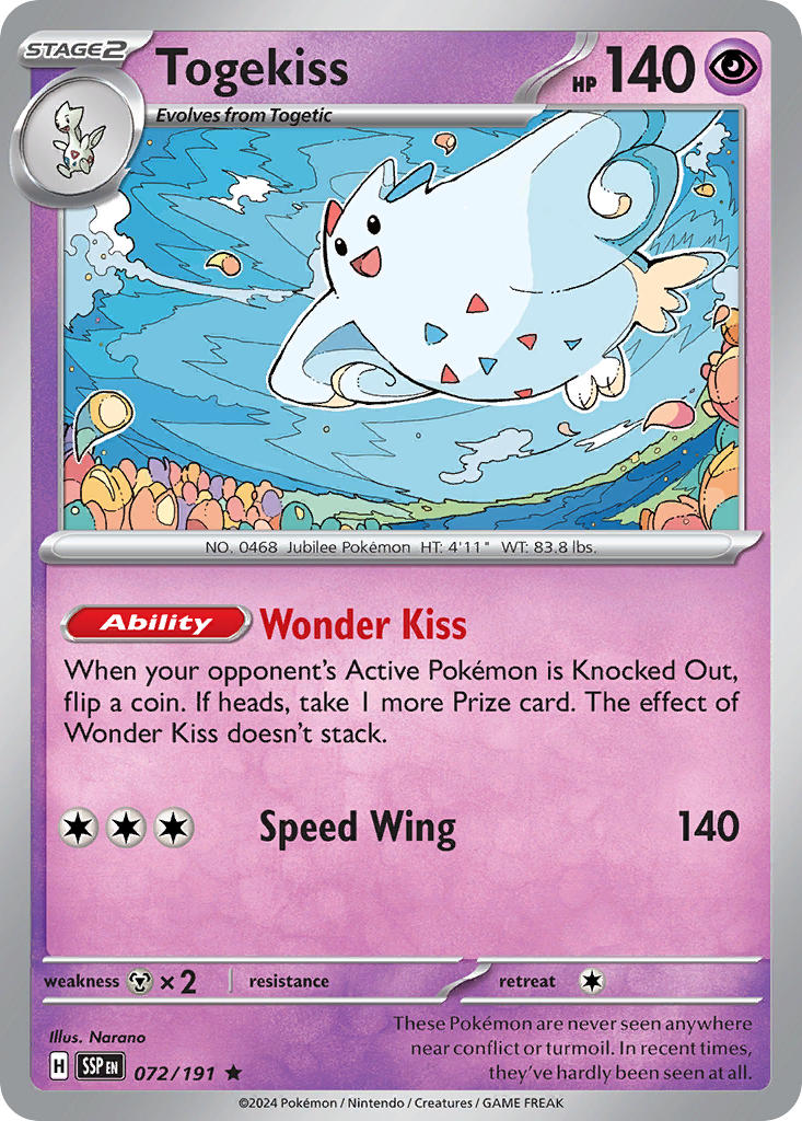 Togekiss⁣ - Surging Sparks⁣ (Rare)⁣ [072] English / Near Mint / Reverse-Holo Normal