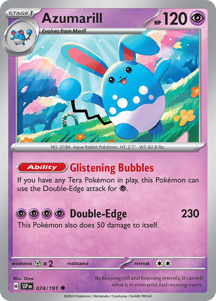 Azumarill⁣ - Surging Sparks⁣ (Uncommon)⁣ [074] English / Near Mint / Reverse-Holo Normal