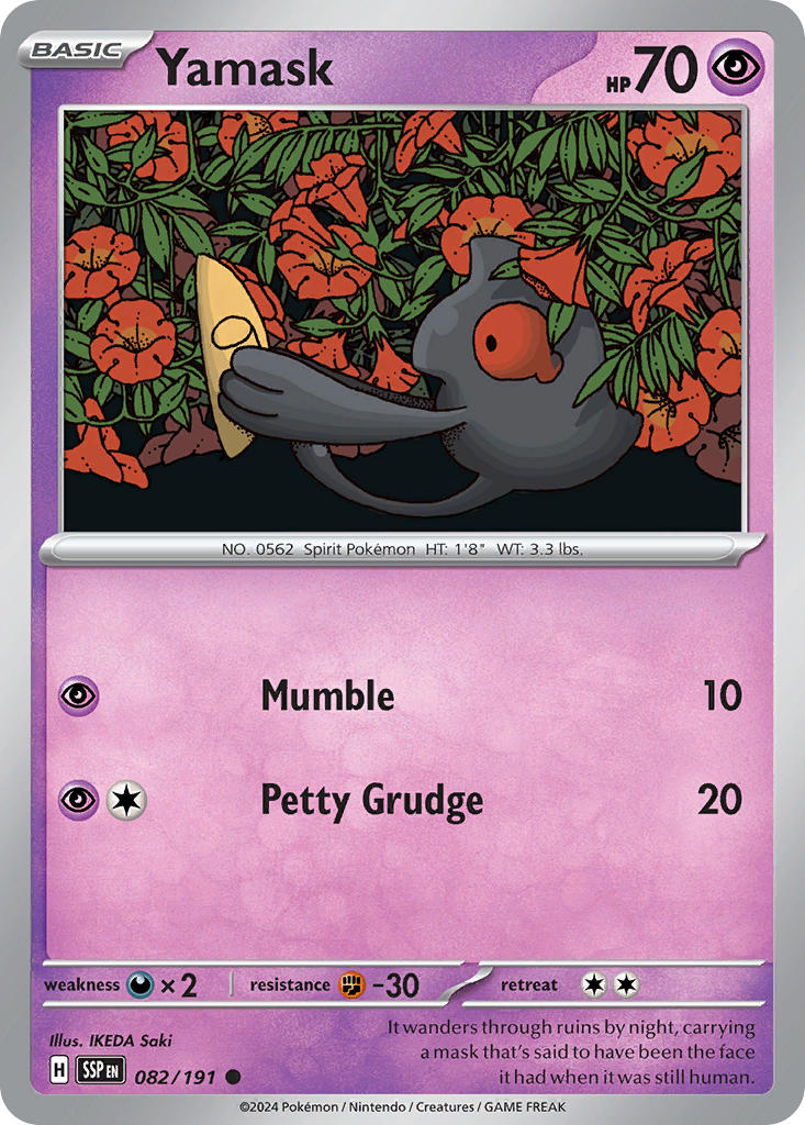 Yamask⁣ - Surging Sparks⁣ (Common)⁣ [082] English / Near Mint / Reverse-Holo Normal