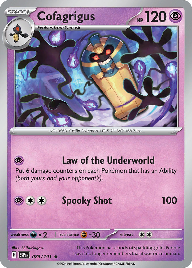 Cofagrigus⁣ - Surging Sparks⁣ (Rare)⁣ [083] English / Near Mint / Reverse-Holo Normal