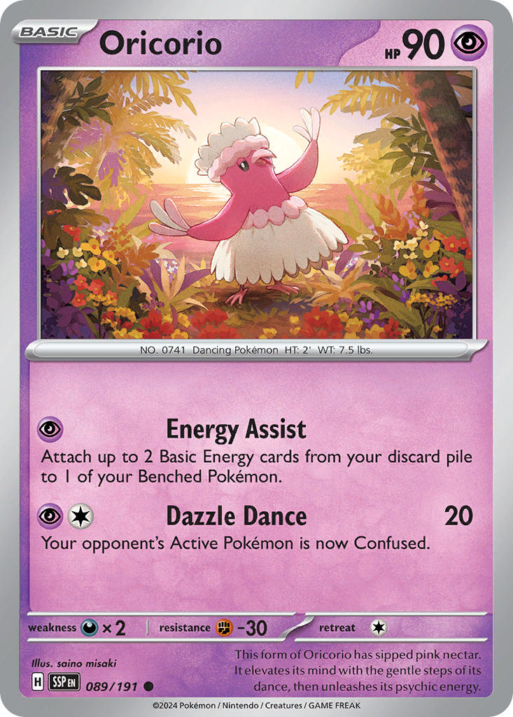 Oricorio⁣ - Surging Sparks⁣ (Common)⁣ [089] English / Near Mint / Reverse-Holo Normal