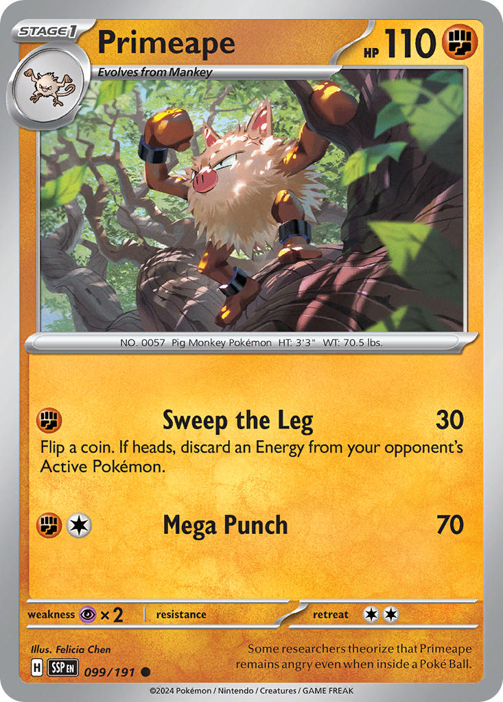 Primeape⁣ - Surging Sparks⁣ (Common)⁣ [099] English / Near Mint / Reverse-Holo Normal