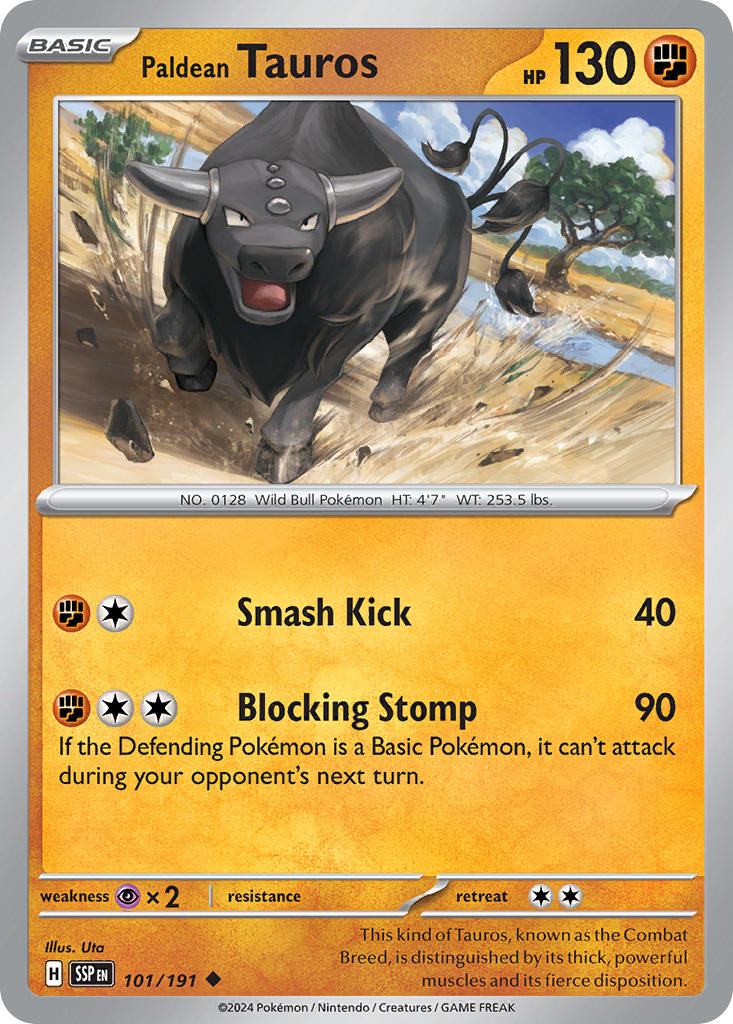 Paldean Tauros⁣ - Surging Sparks⁣ (Uncommon)⁣ [101] English / Near Mint / Reverse-Holo Normal