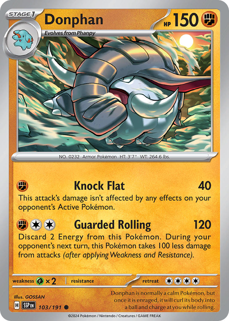 Donphan⁣ - Surging Sparks⁣ (Common)⁣ [103] English / Near Mint / Normal