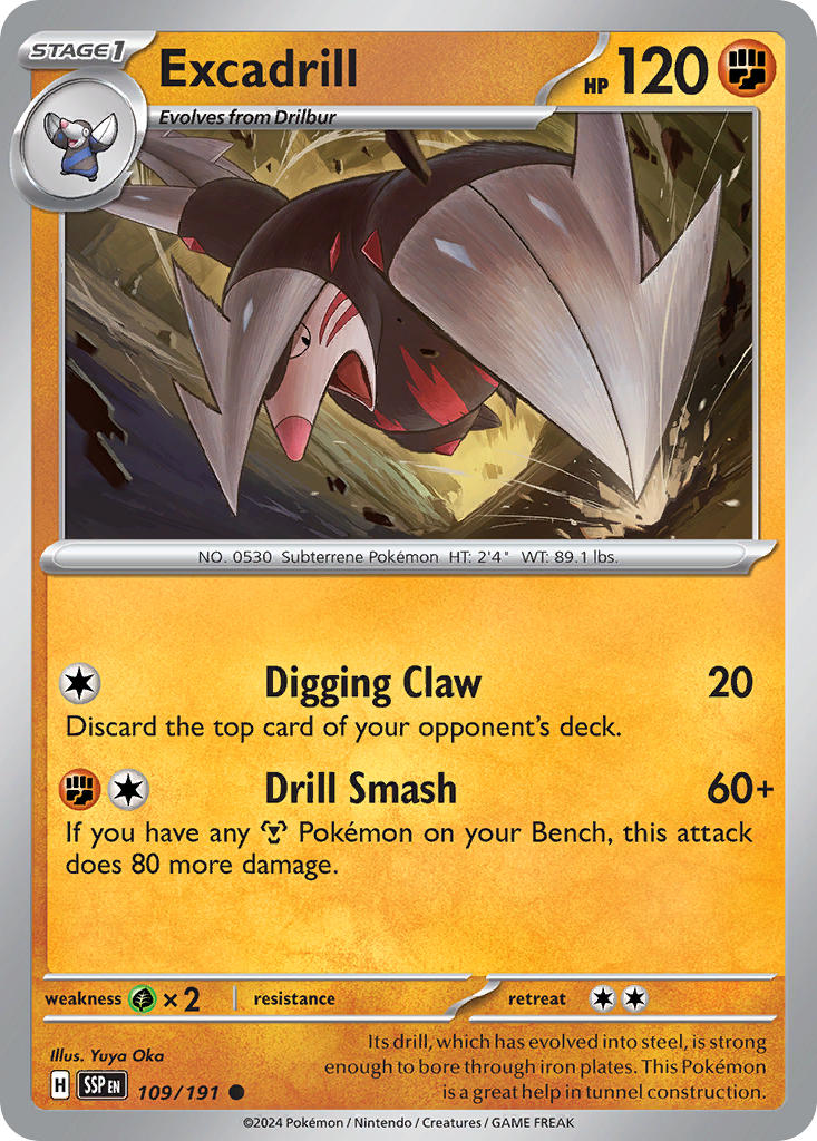 Excadrill⁣ - Surging Sparks⁣ (Common)⁣ [109] English / Near Mint / Normal