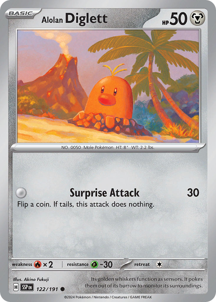 Alolan Diglett⁣ - Surging Sparks⁣ (Common)⁣ [122] English / Near Mint / Normal