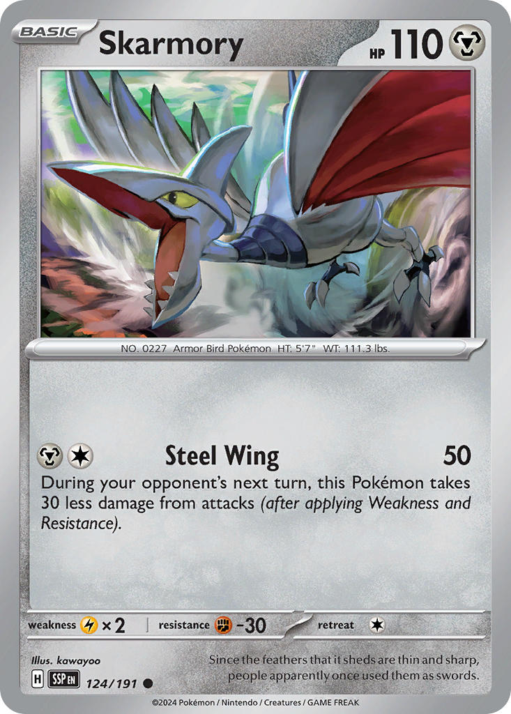 Skarmory⁣ - Surging Sparks⁣ (Common)⁣ [124] English / Near Mint / Normal