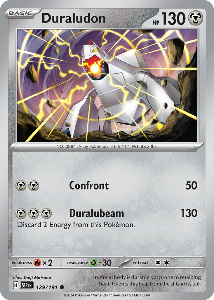 Duraludon⁣ - Surging Sparks⁣ (Common)⁣ [129] English / Near Mint / Reverse-Holo Normal