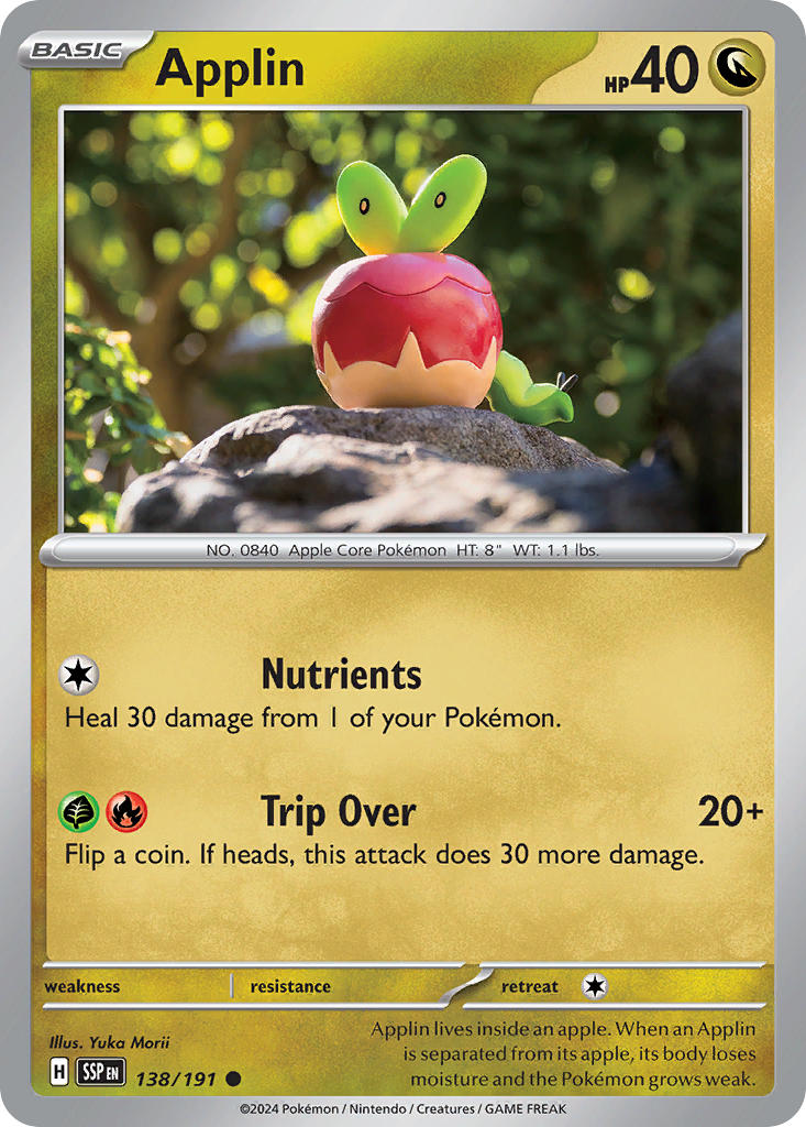 Applin⁣ - Surging Sparks⁣ (Common)⁣ [138] English / Near Mint / Reverse-Holo Normal