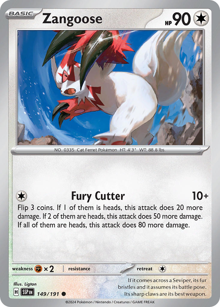 Zangoose⁣ - Surging Sparks⁣ (Common)⁣ [149] English / Near Mint / Normal