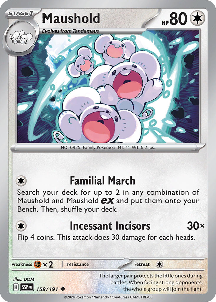 Maushold⁣ - Surging Sparks⁣ (Uncommon)⁣ [158] English / Near Mint / Reverse-Holo Normal