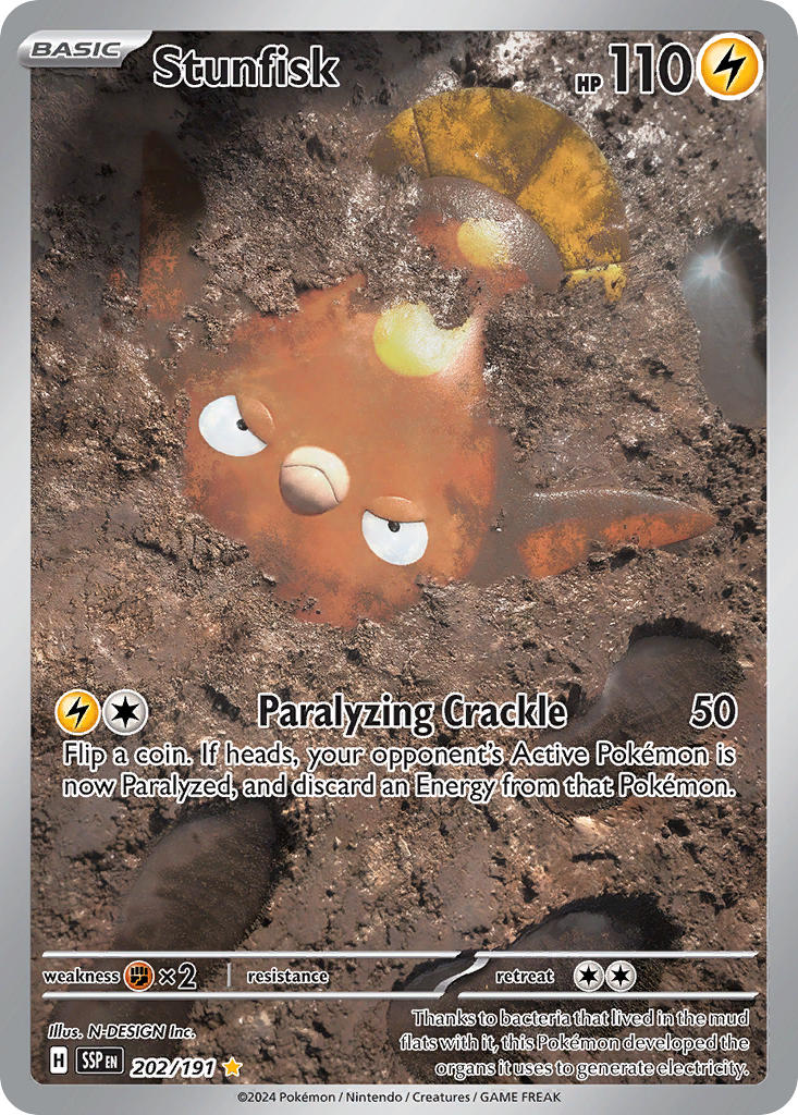Stunfisk⁣ - Surging Sparks⁣ (Illustration Rare)⁣ [202] English / Near Mint / Normal