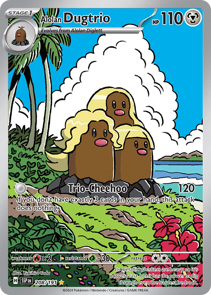 Alolan Dugtrio⁣ - Surging Sparks⁣ (Illustration Rare)⁣ [208] English / Near Mint / Normal