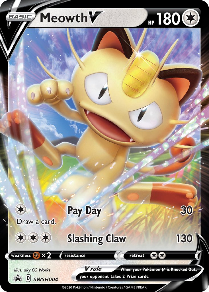 Meowth V⁣ - SWSH Black Star Promos⁣ (Promo)⁣ [004] English / Excellent / Normal