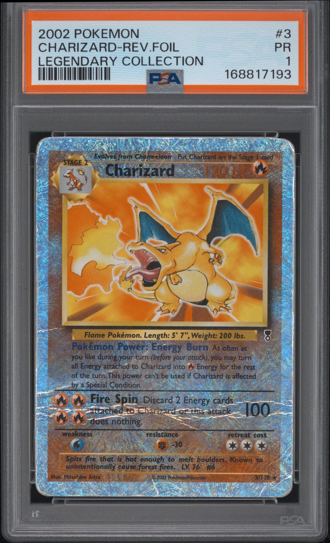 Charizard #3 Legendary Collection PSA 1 - forside