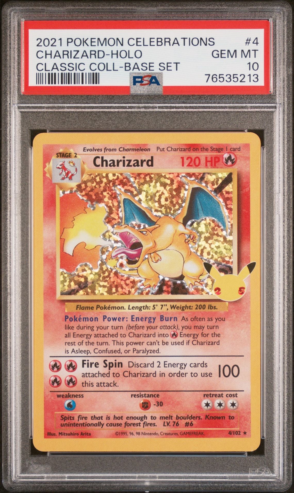 Charizard #4 Celebrations Classic Collection PSA 10 - forside