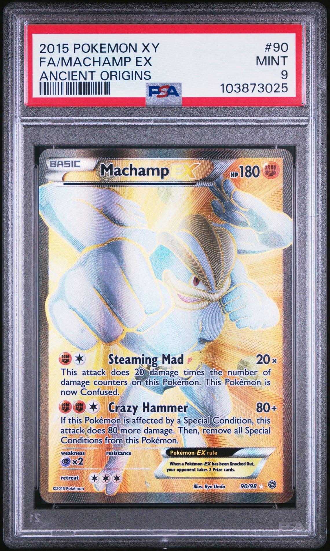 Machamp EX #90 Ancient Origins PSA 9 - forside