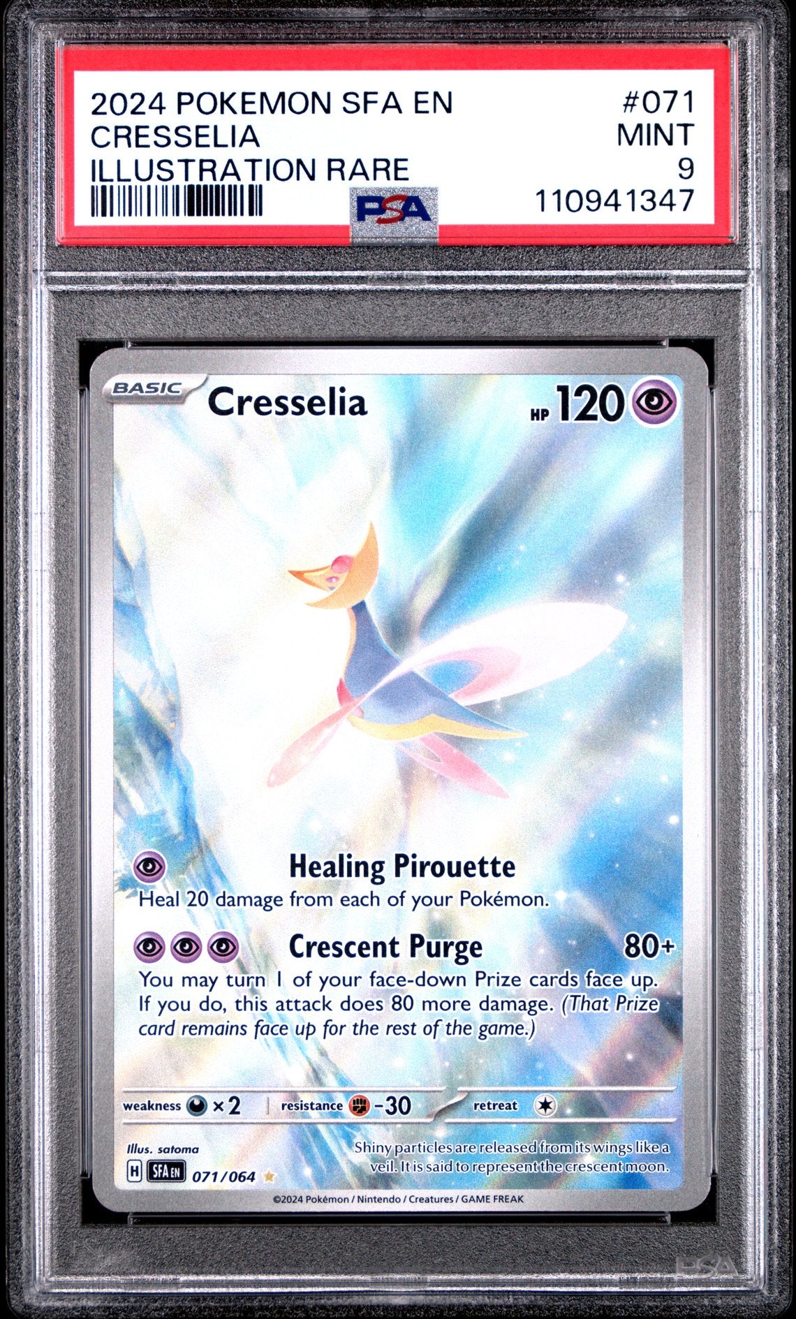 Cresselia #071 - Shrouded Fable - PSA 9 (forside)