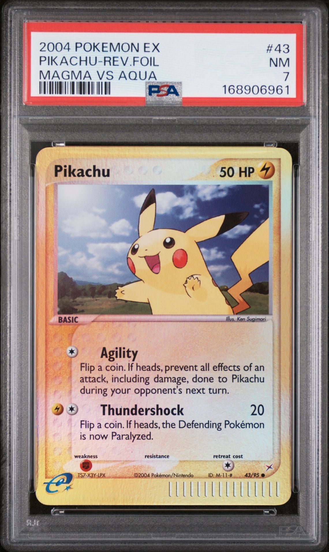 Pikachu #43 EX Team Magma vs Team Aqua PSA 7 - forside