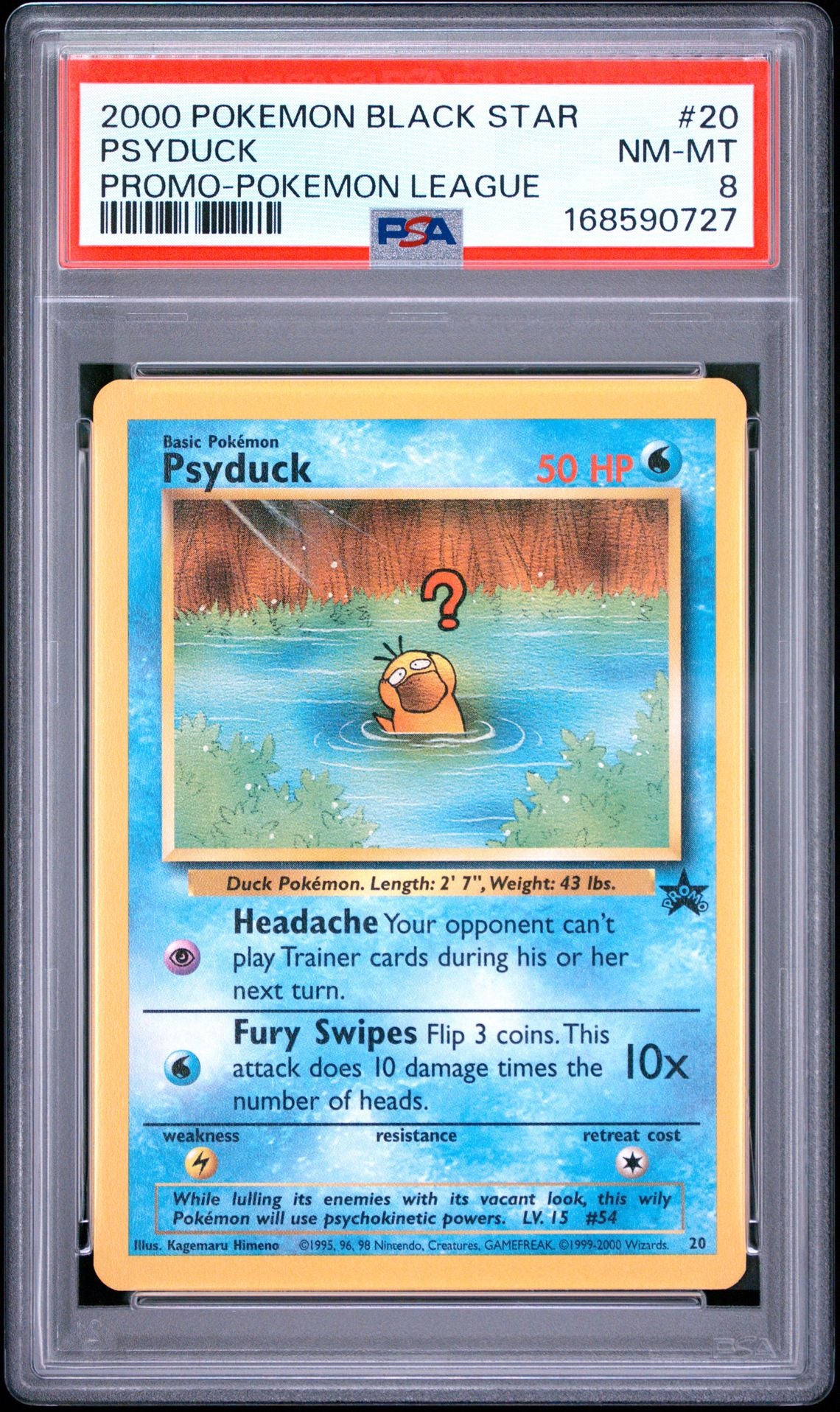 Psyduck #20 Wizards Black Star Promos PSA 8 - forside