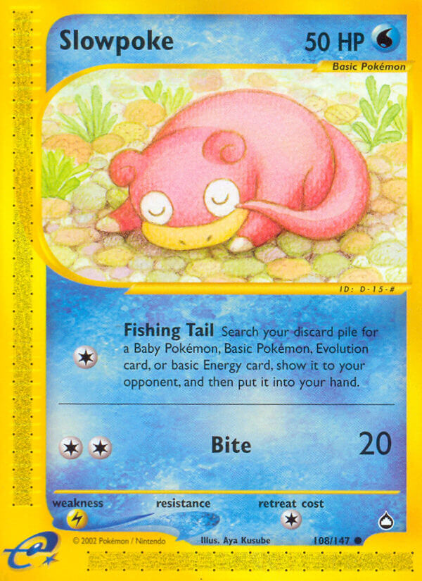 Slowpoke⁣ - Aquapolis⁣ (Common)⁣ [108] English / Played / Reverse-Holo Normal