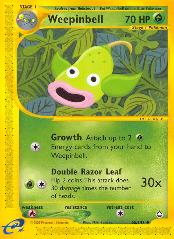 Weepinbell⁣ - Aquapolis⁣ (Uncommon)⁣ [65] English / Light Played / Reverse-Holo Normal