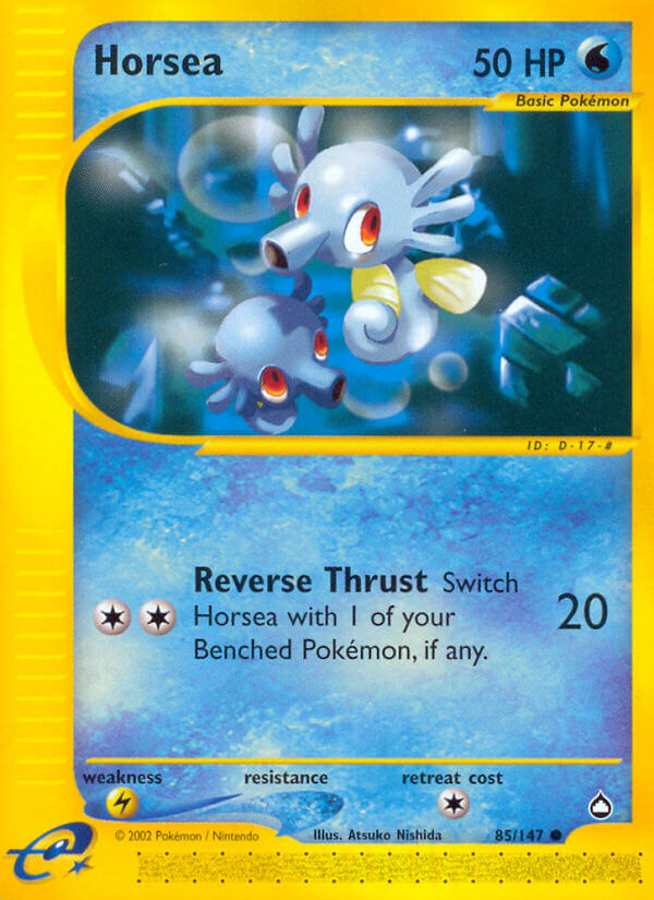 Horsea⁣ - Aquapolis⁣ (Common)⁣ [85] English / Played / Reverse-Holo Normal