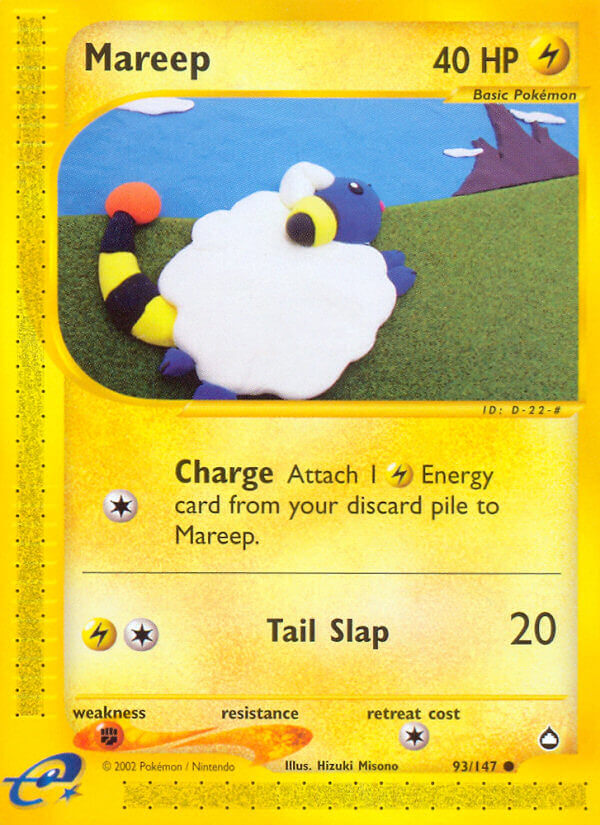 Mareep⁣ - Aquapolis⁣ (Common)⁣ [93] English / Light Played / Normal