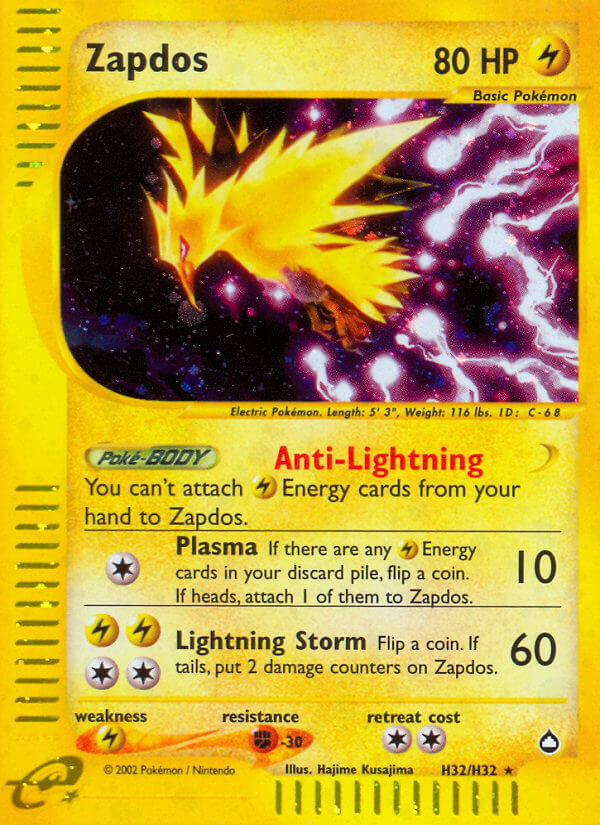 Zapdos⁣ - Aquapolis⁣ (Holo Rare)⁣ [H32] English / Played / Normal