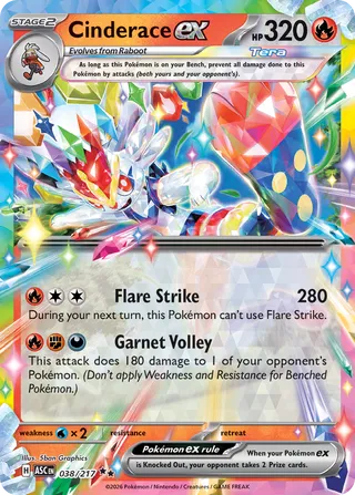 Cinderace ex - Ascended Heroes (Double Rare) [ASC-038] English / Near Mint / Normal