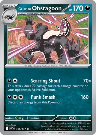 Galarian Obstagoon - Ascended Heroes (Rare) [ASC-132] English / Near Mint / Normal