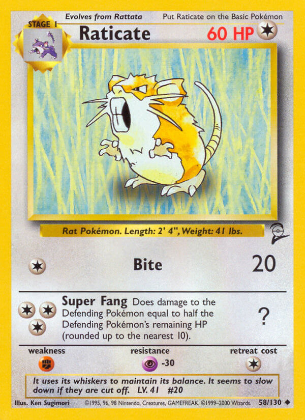 Raticate⁣ - Base Set 2⁣ (Uncommon)⁣ [58] English / Excellent / Normal