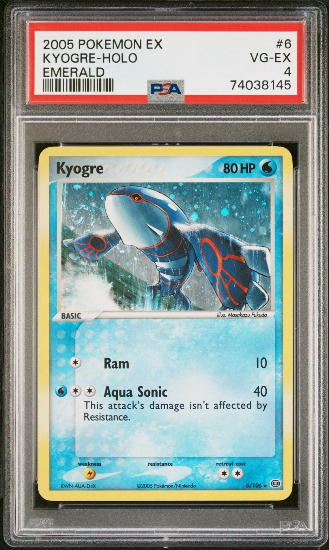Kyogre #6 EX Emerald PSA 4 - forside