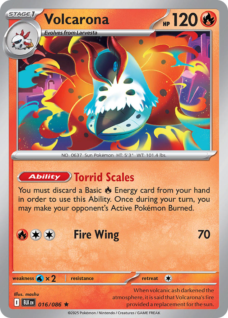 Volcarona⁣ - Black Bolt⁣ (Rare)⁣ [016] English / Near Mint / Reverse-Holo Normal