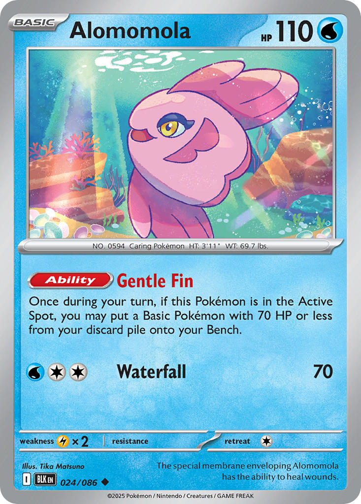 Alomomola⁣ - Black Bolt⁣ (Uncommon)⁣ [024] English / Near Mint / Reverse-Holo Normal