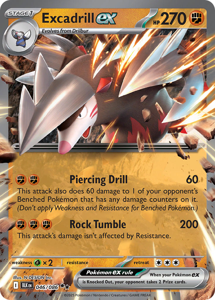 Excadrill ex⁣ - Black Bolt⁣ (Double Rare)⁣ [046] English / Near Mint / Normal