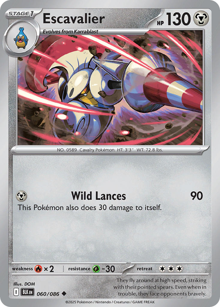 Escavalier⁣ - Black Bolt⁣ (Uncommon)⁣ [060] English / Near Mint / Reverse-Holo Normal