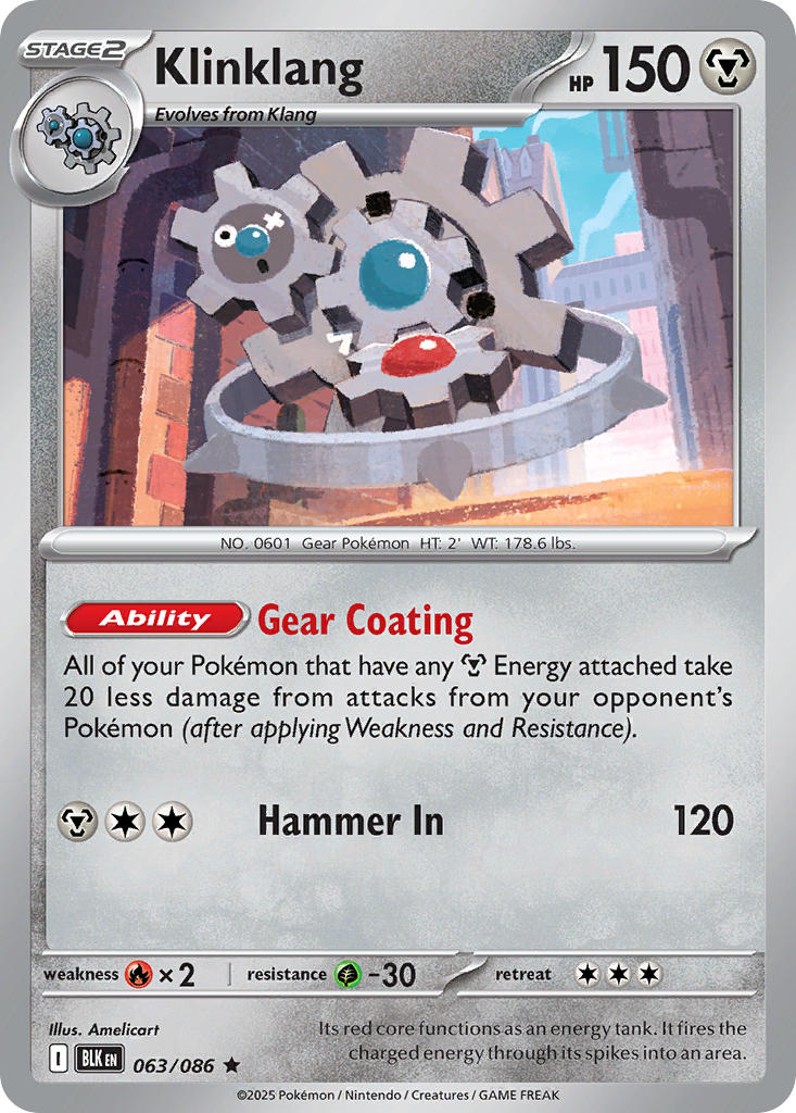 Klinklang⁣ - Black Bolt⁣ (Rare)⁣ [063] English / Near Mint / Reverse-Holo Normal