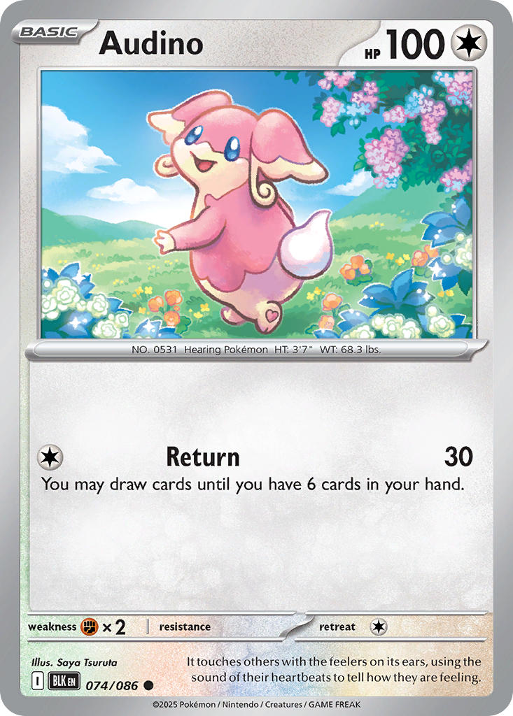 Audino⁣ - Black Bolt⁣ (Common)⁣ [074] English / Near Mint / Reverse-Holo Normal