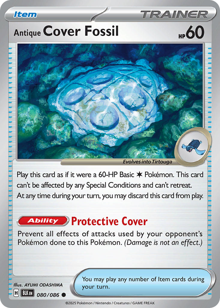 Antique Cover Fossil⁣ - Black Bolt⁣ (Common)⁣ [080] English / Near Mint / Reverse-Holo Normal