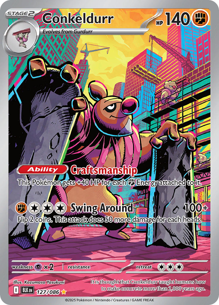 Conkeldurr⁣ - Black Bolt⁣ (Illustration Rare)⁣ [127] English / Near Mint / Normal