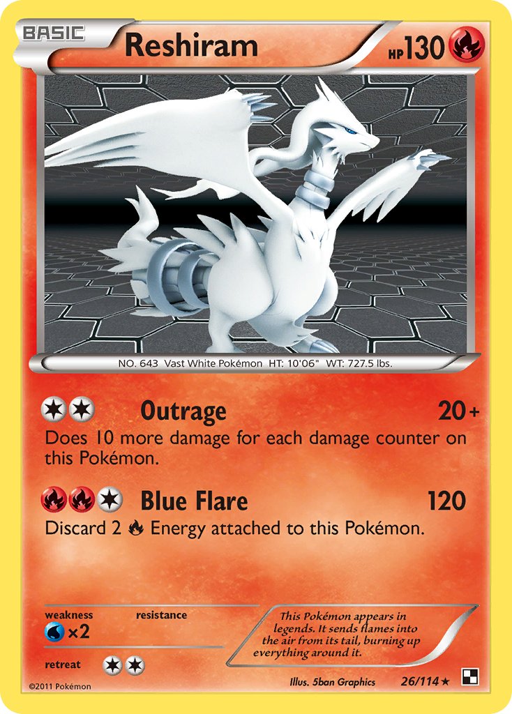 Reshiram - Black & White (Holo Rare) [BLW-26] English / Excellent / Normal